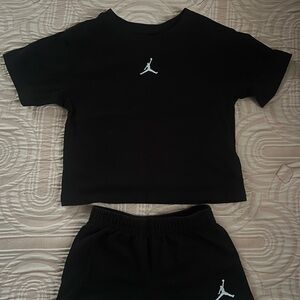Black T-Shirt and Shorts Set with Logo